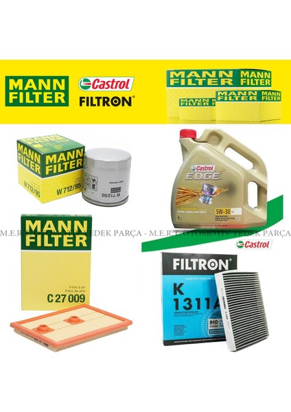 Audi A3 1.2 Tfsı ve 1.4 Tfsı Mann Filtre Bakım Seti (2012-2016)