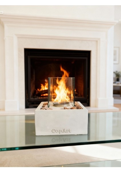 Quadrata Biyoetanol Masaüstü Şömine - 1 Lt Yakıt ve Dekoratif Taş Hediye