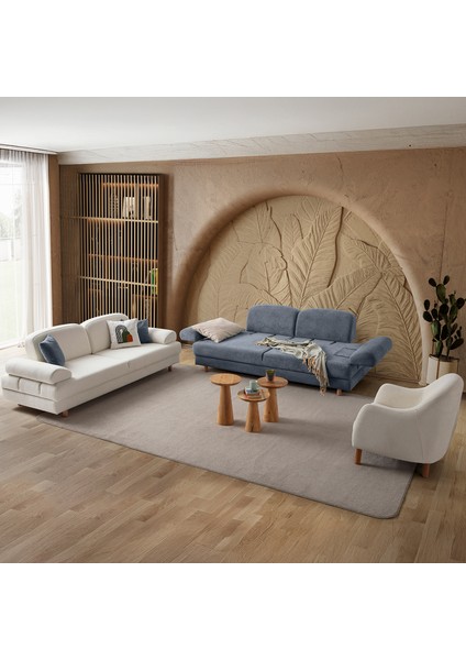 Aries Yataklı Sandıklı Koltuk Takımı 3+3+1 Mavi fiyatları