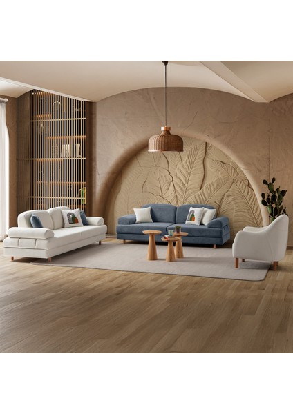 Aries Yataklı Sandıklı Koltuk Takımı 3+3+1 Mavi
