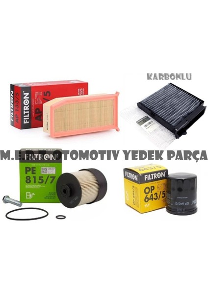 Dacia Duster 1.5 Dci Filtron Filtre Bakım Seti (2013-2018) 553533135