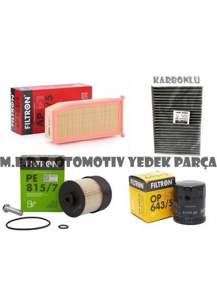 Dacia Lodgy 1.5 Dci Filtron Filtre Bakım Seti (2012-2018) 553532900