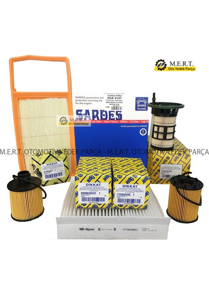 Fiat 500L 1.3 Multijet Euro 6 Filtre Bakım Seti 95HP