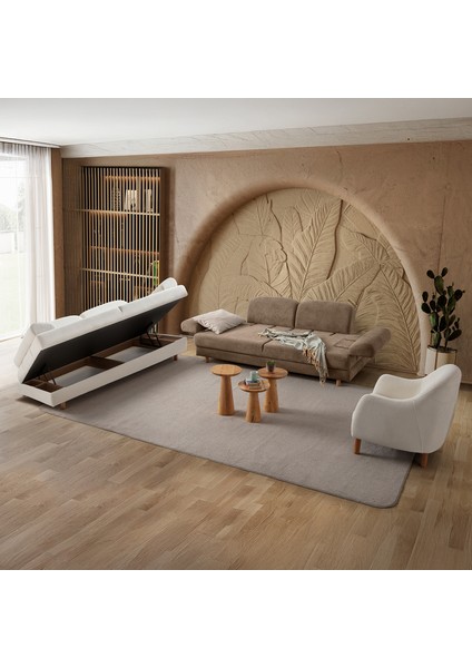 Aries Yataklı Sandıklı Koltuk Takımı 3+3+1 Kahverengi