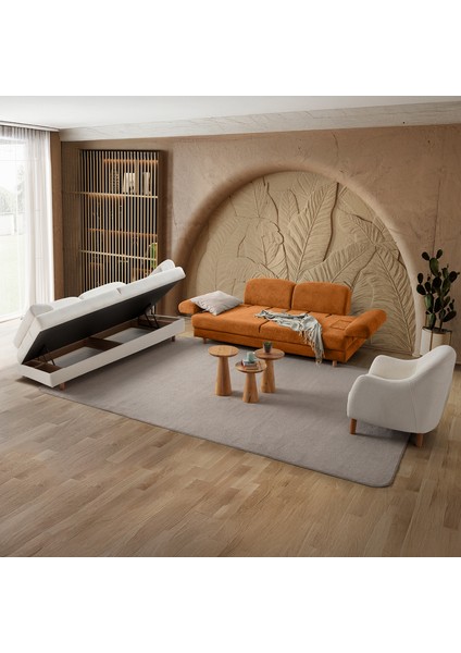 Aries Yataklı Sandıklı Koltuk Takımı 3+3+1 Turuncu