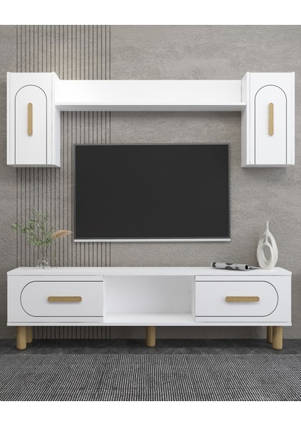 Yosundh Bohem Tv Ünitesi Takımı Beyaz-Beyaz-Safir Kulp