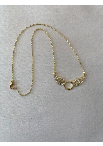 Melek Kanadı Taşlı Kolye Altın Renk fiyatları