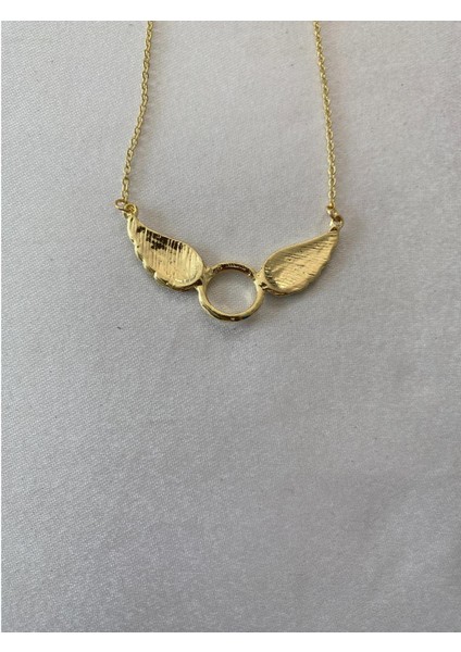 Melek Kanadı Taşlı Kolye Altın Renk modelleri