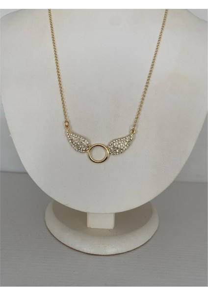 Melek Kanadı Taşlı Kolye Altın Renk fırsatları