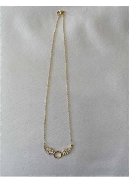 Melek Kanadı Taşlı Kolye Altın Renk indirimleri