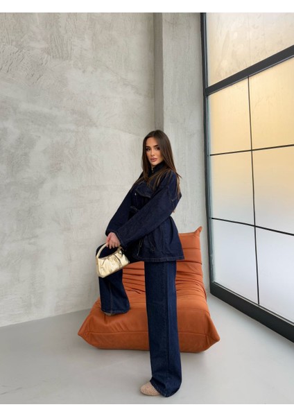 Belden Bağlamalı Alt Üst Denim Takım modelleri