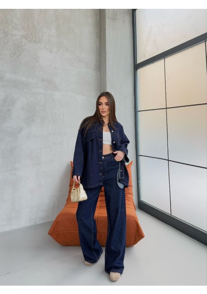 Belden Bağlamalı Alt Üst Denim Takım