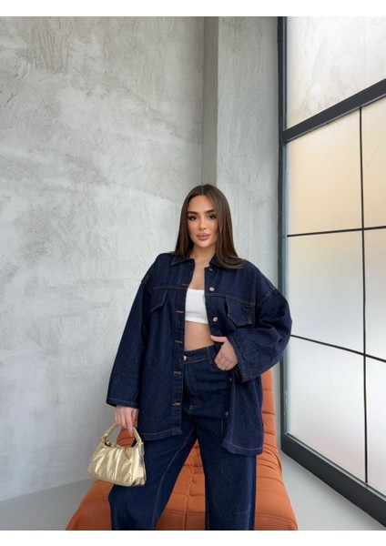 Belden Bağlamalı Alt Üst Denim Takım