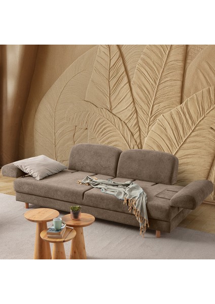 Aries Yataklı Sandıklı Koltuk Takımı 3+1 Kahverengi