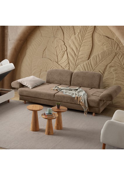 Aries Yataklı Sandıklı Koltuk Takımı 3+1 Kahverengi