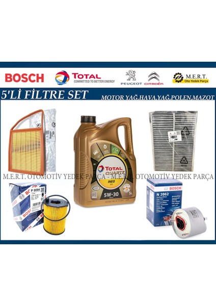 Citroen Ds5 1.6 E-Hdi Yağ Bakım Filtre Seti (2011-2013)