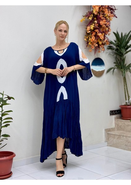VL2107 Omuz Pencereli Vual Elbise Lacivert fiyatları