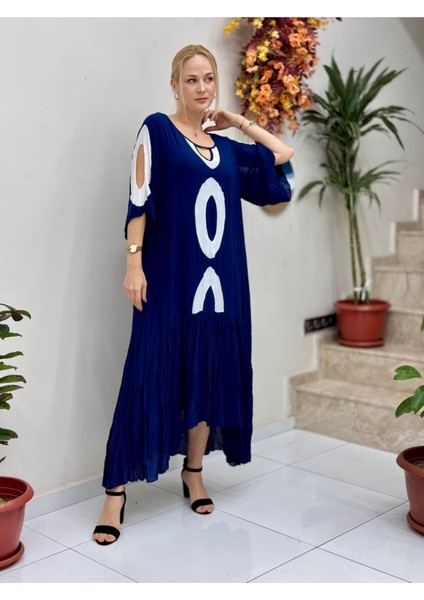 VL2107 Omuz Pencereli Vual Elbise Lacivert modelleri