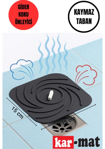 Gri Renk Kare Kötü Koku Önleyici Silikon Mat Banyo Mutfak Lavabo Balkon Gider Tıpası Kapağı