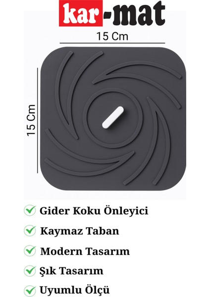 Gri Renk Kare Kötü Koku Önleyici Silikon Mat Banyo Mutfak Lavabo Balkon Gider Tıpası Kapağı fiyatları