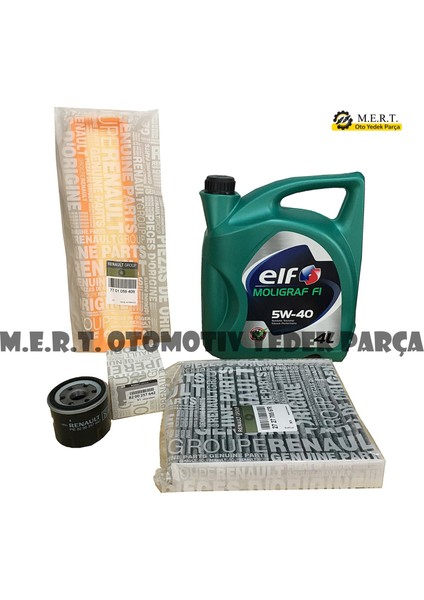 Dacia Logan 1.2 16V Yağ Bakım Filtre Seti Elf Moligraf 5W40