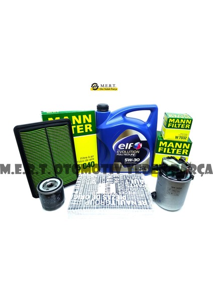 Renault Kadjar 1.5 Dci Yağ Bakım Filtre Seti 2015-2018 Elf + Mann