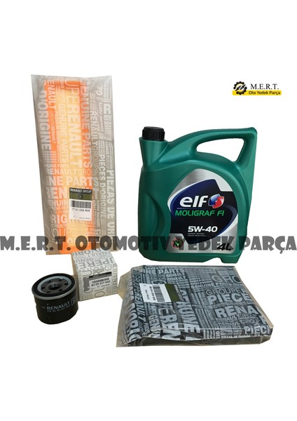 Renault Clio 3 1.2 16V Yağ Bakım Filtre Seti (2005-2012) Elf 5W40