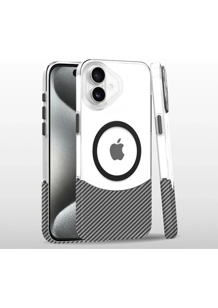 More-Tr Joko Iphone 16 Carbon Puzzle Magsafe Kapak - Beyaz
