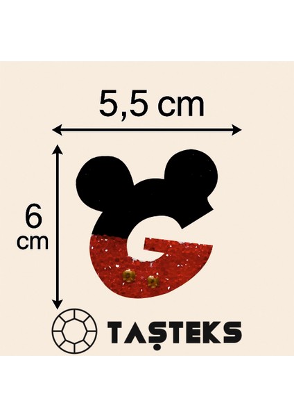 Taşlı Ütülenebilen Veya Sticker Olarak Kullanılabilen ' Mickey G ' Harfi