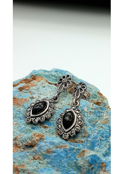 Oltu Taşlı Gümüş Küpe OTK0003