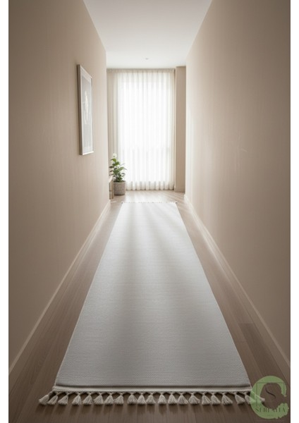 Post/peluş Yıkanabilir Kaymaz Taban Yumşacık Açık Gri Örgü Saçaklı Modern ve Şık Salon Oturma Odası Mutfak Çocuk Odası Koridor Antre Halısı