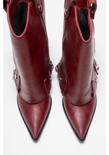 Lola Bordo Fermuarlı Sivri Burunlu Kadın Topuklu Bot fiyatları