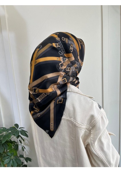 Saf Ipek Eşarp 4200D (T)-85 Siyah Gold fırsatları