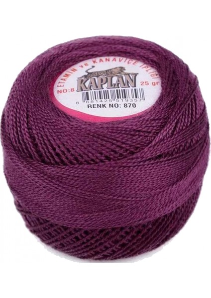 Kaplan Etamin ve Kanaviçe Ipi 8 No Kod/renk: 870 -