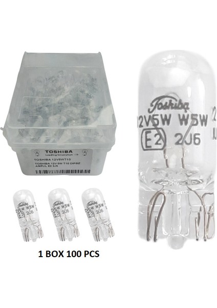 Toshıba 12V 5W T10 Dıpsız Ampul E2 2j6 ( Adet)