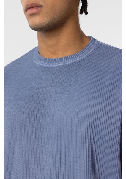 Yıkamalı Ottoman Basic Oversize Tişört Indigo indirimleri