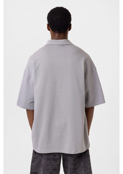 Polo Yaka Oversize Tişört Gri indirimleri