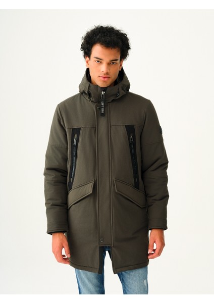 Erkek Kapüşonlu Uzun Parka