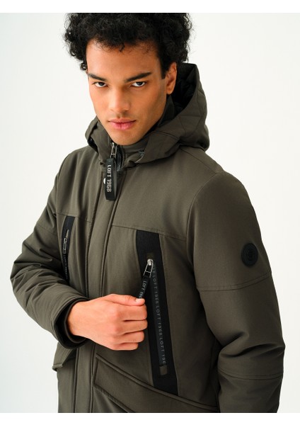 Erkek Kapüşonlu Uzun Parka