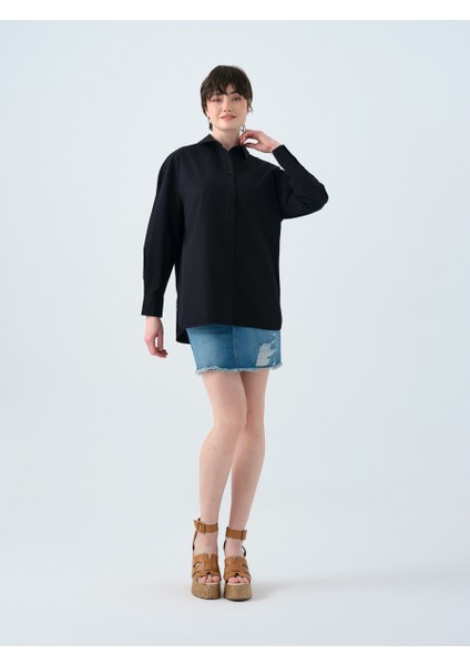 Oversize Fit Kadın Gömlek U.kol