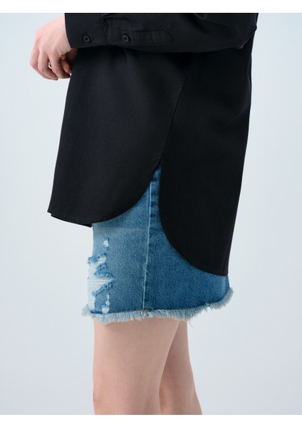 Oversize Fit Kadın Gömlek U.kol