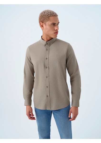 Erkek Kısa Kol Gömlek LF2037403 Lıght Khakı