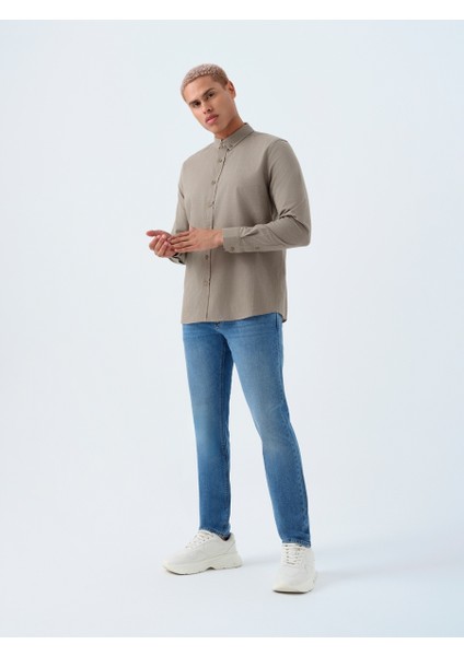 Erkek Kısa Kol Gömlek LF2037403 Lıght Khakı