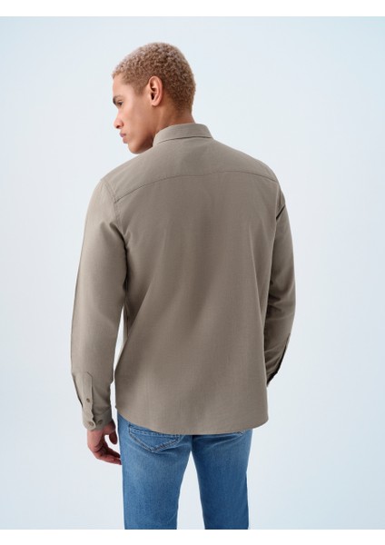 Erkek Kısa Kol Gömlek LF2037403 Lıght Khakı