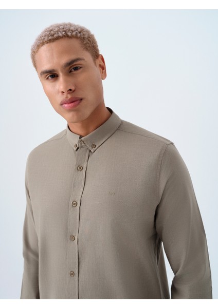 Erkek Kısa Kol Gömlek LF2037403 Lıght Khakı
