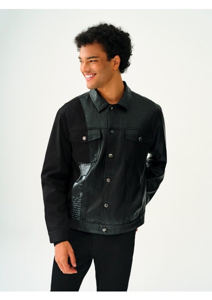 Erkek Deri Ceket LF2036484 LF2036484001