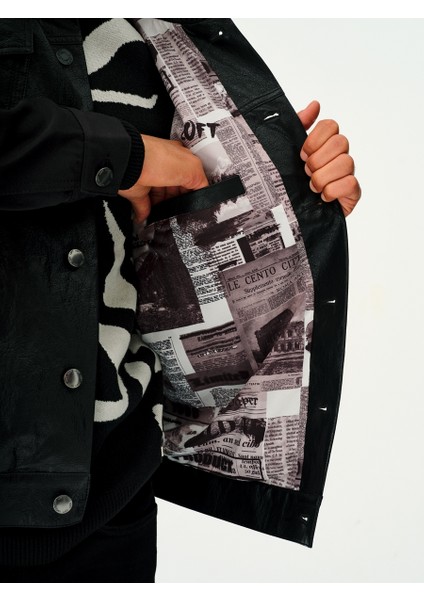 Erkek Deri Ceket LF2036484 LF2036484001