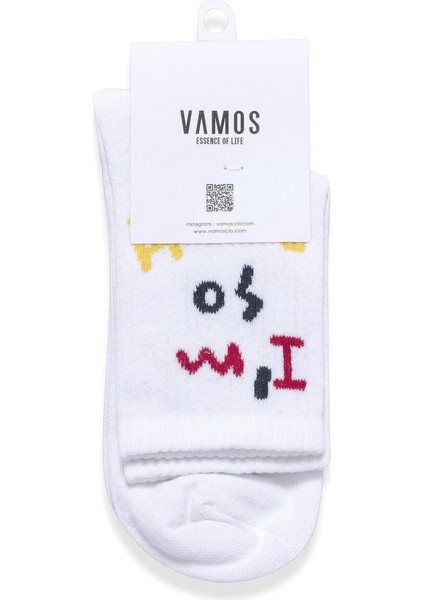 Baskılı Socket Çorap Beyaz modelleri