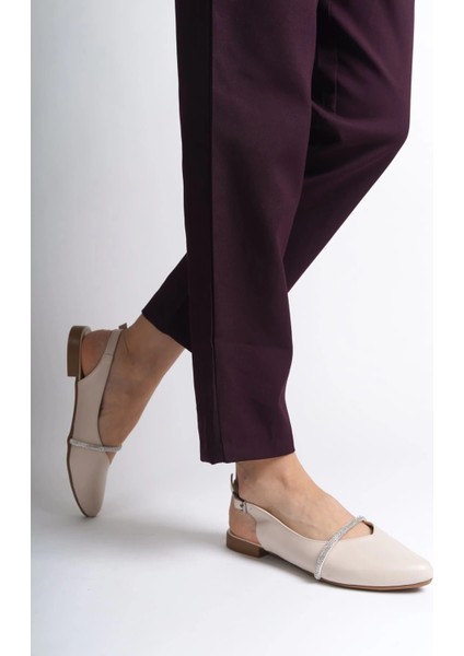 Allıson Tokalı Ortopedik Rahat Taban Taş Detaylı Kadın Babet Ayakkabı Kt - Krem fiyatları