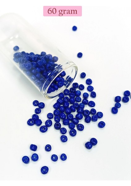 Dökme Cam Kum Boncuk Büyük Boy (6/0) 4 mm - 60 Gram - Koyu Mavi - BNC139